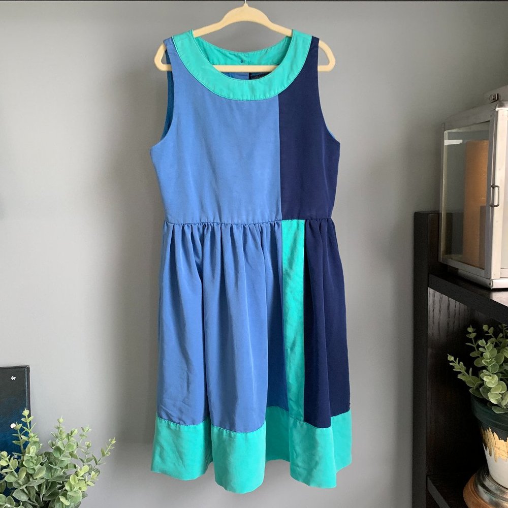 Girls TOMMY HILFIGER Colorblock Sleeveless Dress (Blue/Green) 7